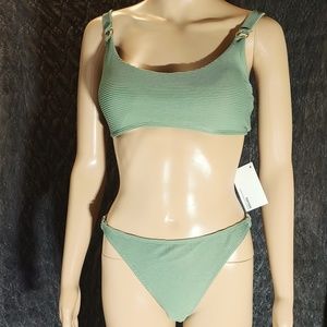 Kensie two piece swimsuit olive green size XL